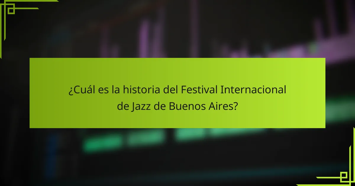 ¿Cuál es la historia del Festival Internacional de Jazz de Buenos Aires?