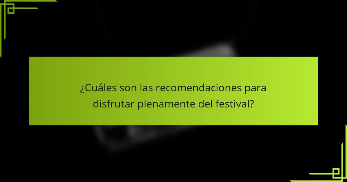 ¿Cuáles son las recomendaciones para disfrutar plenamente del festival?
