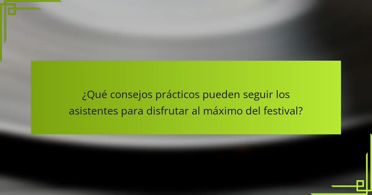 ¿Qué consejos prácticos pueden seguir los asistentes para disfrutar al máximo del festival?
