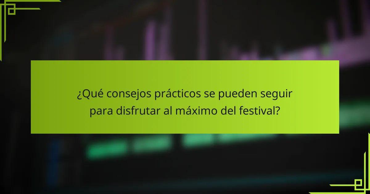 ¿Qué consejos prácticos se pueden seguir para disfrutar al máximo del festival?