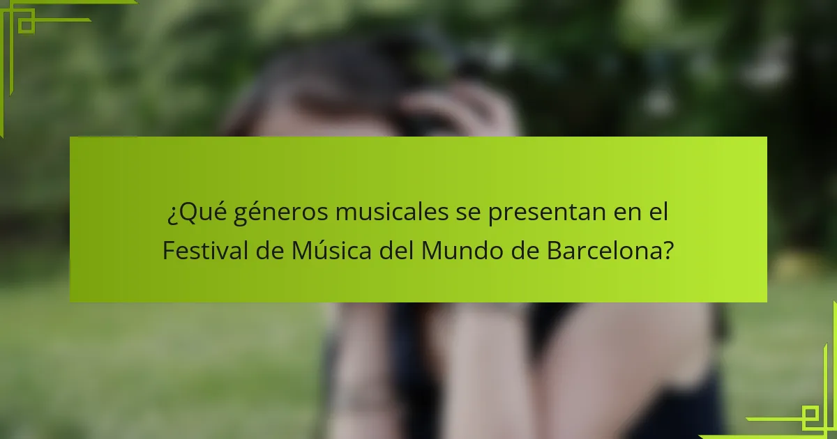 ¿Qué géneros musicales se presentan en el Festival de Música del Mundo de Barcelona?