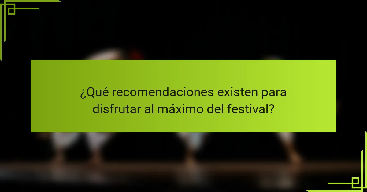 ¿Qué recomendaciones existen para disfrutar al máximo del festival?